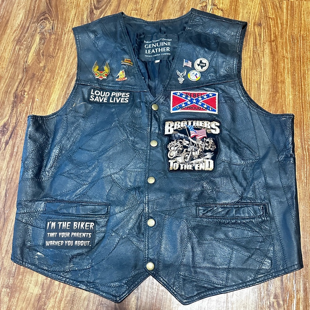 Italian Stone Design Genuine Leather Vest XL